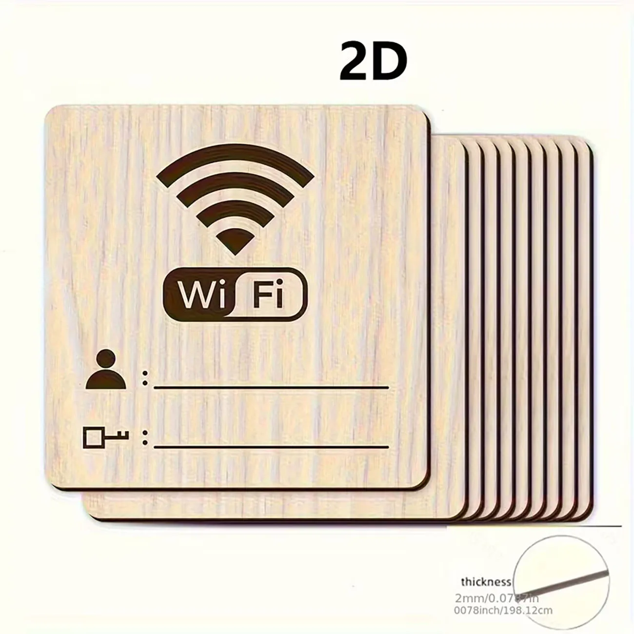 6PCS Wooden WiFi Sign, 2mm Thick Blank WiFi Password Board for Home & Cafe