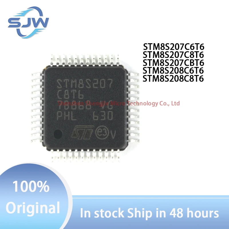 STM8S207C6T6 STM8S207C8T6 STM8S207CBT6 STM8S208C6T6 STM8S208C8T6 LQFP48 8-bit microcontroller chip