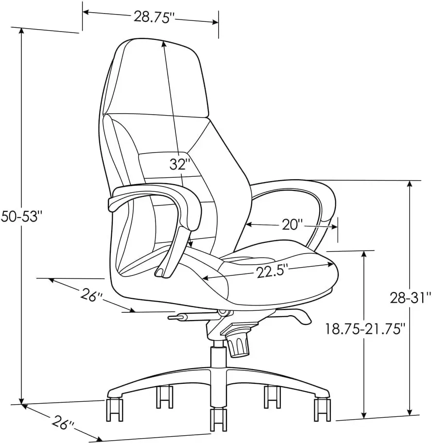 Silla ejecutiva con respaldo alto y base de aluminio de cuero genuino - Marrón oscuro