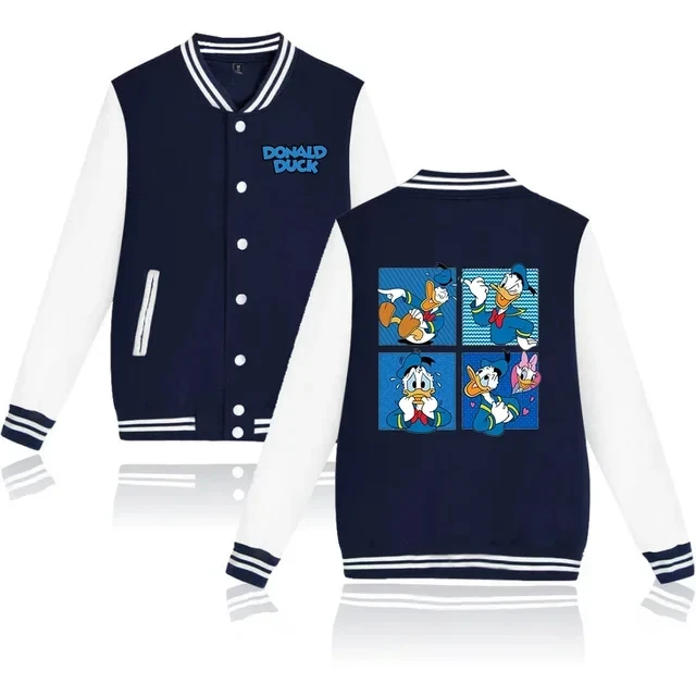 Disney Donald Duck Varsity Baseball Bomber Jacket Men Women Hip Hop Harajuku Jackets Kids Boys Girls Single Coats