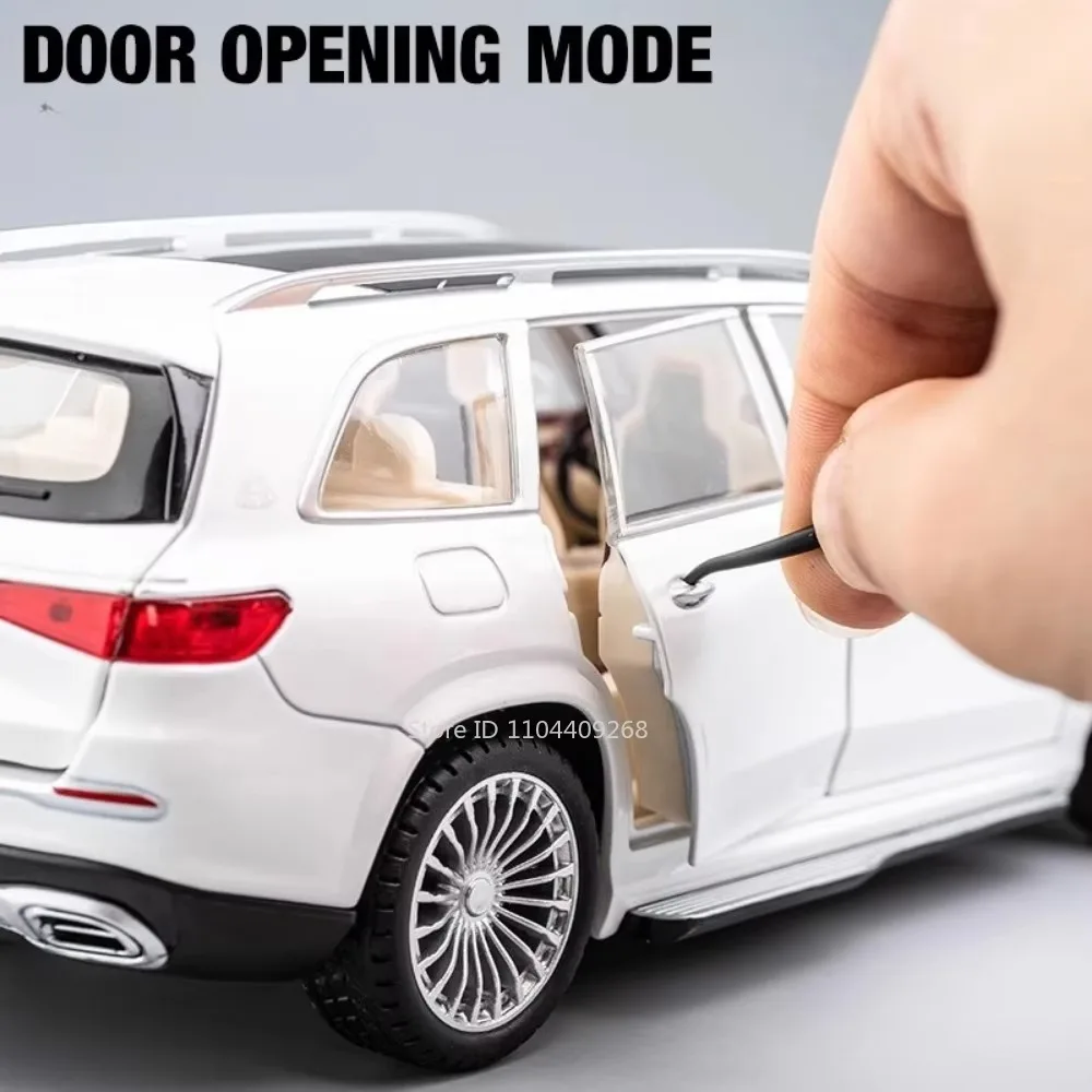 1:24 GLS600 GLS63 Miniature Toys Alloy Diecaat Car Model with Sound Light Pull Back Doors Opened Vehice Kid Fashion Collectibles