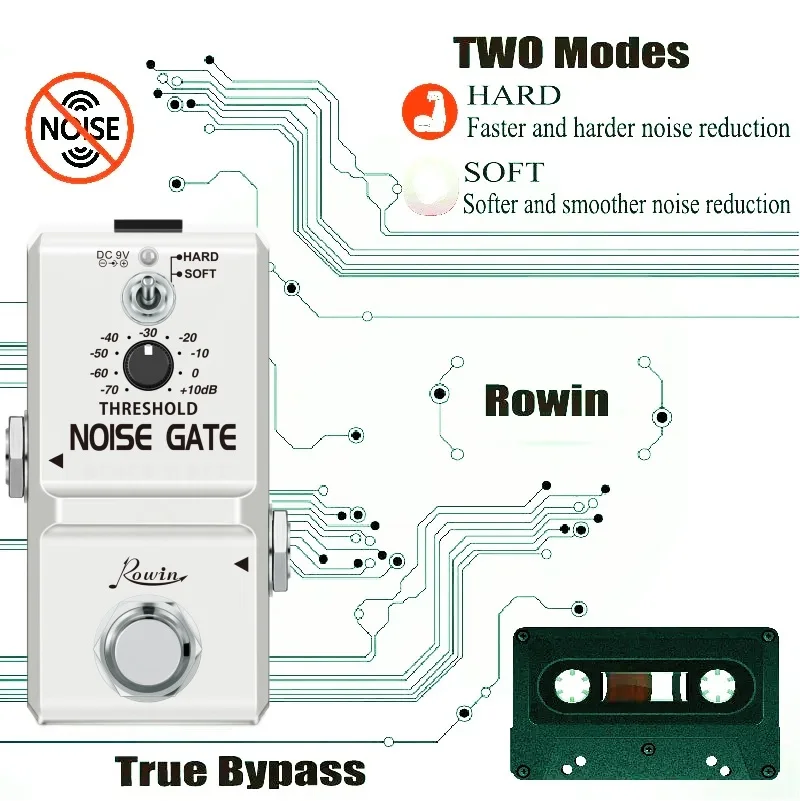 Rowin Super Tiny Pedal Noise Gate Effects Noise Reduction Noise filter Suppressor Noisegate NS-3 For PedalBoard Electric Bass