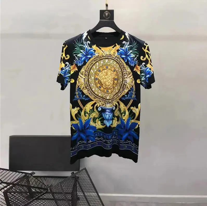 Europe and the United States men's 2024 summer new Round neck Short sleeve vintage print fashion Casual T-shirt