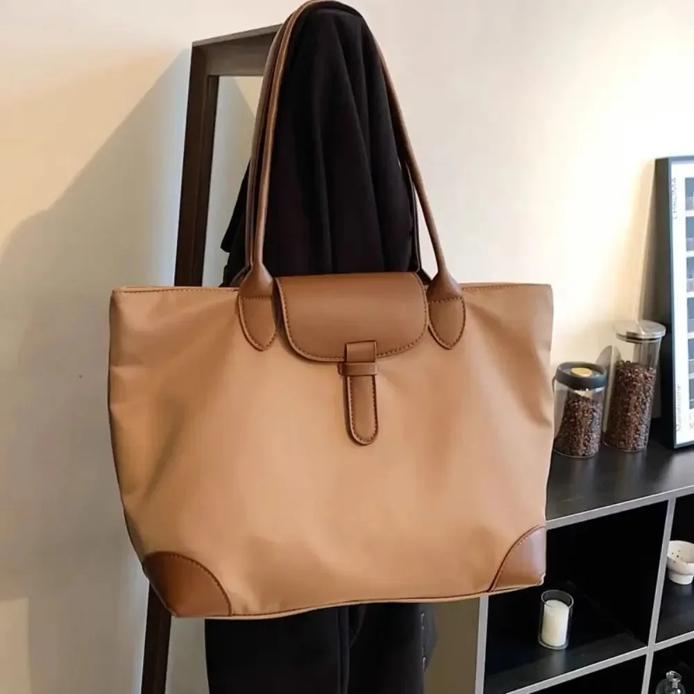 Student Casual Nylon Tote Bag Korean Style Lightweight Shoulder Bag with Zipper Large Capacity Office Worker Handbag - view 4