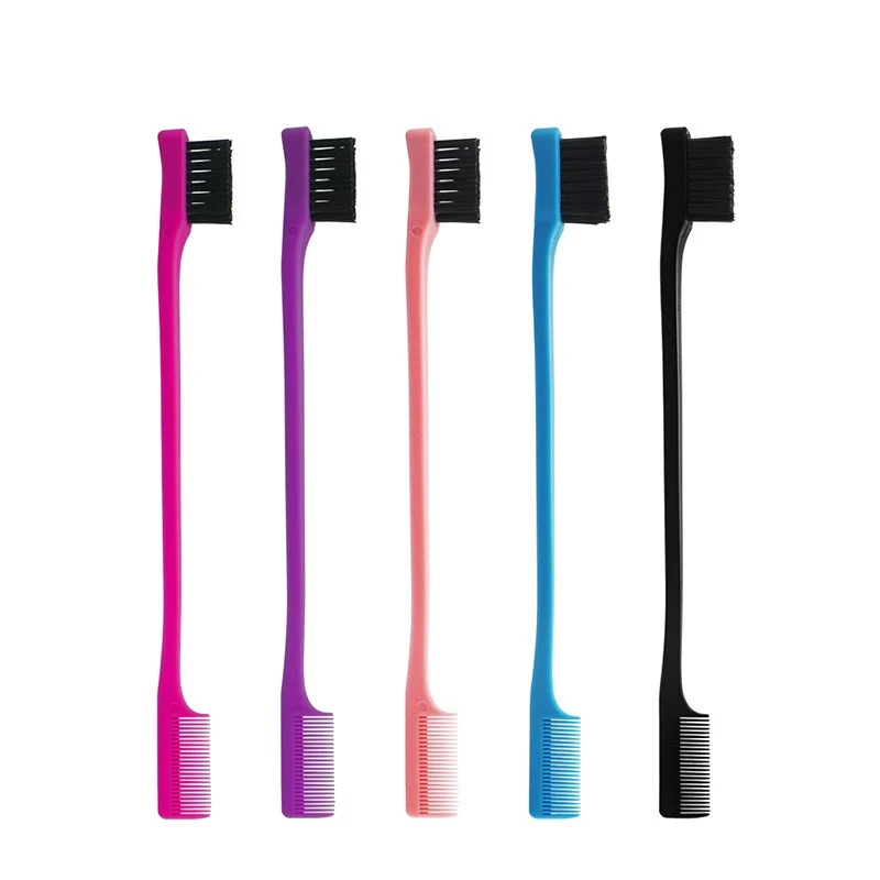 1-piece Styling Teasing Comb Double Sided 2In1 Edge Control Brush Anti-static Eyebrow Brush Broken Hair Comb Styling Beauty Tool