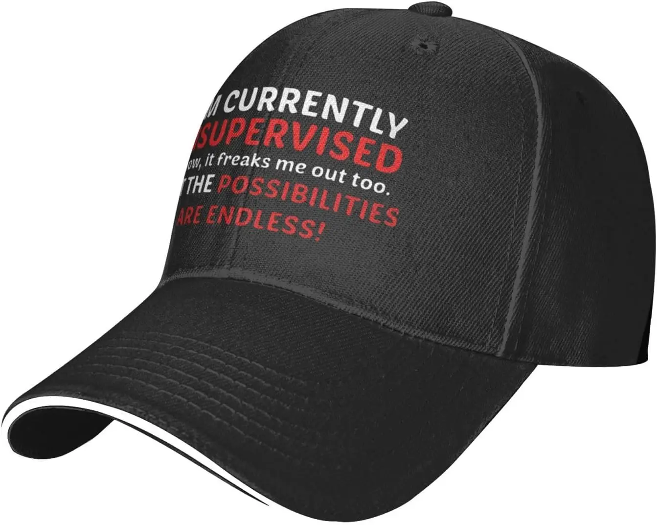 I-Am-Currently-Unsupervised-Baseball-Cap, Mens Vintage Snapback Hats Trucker Hats Dad Hat Black