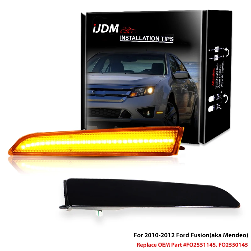 

2pcs Car Front Side Marker Parking Lights Fender Corner LED Amber Fit for 2010-2012 Ford Fusion(aka Mendeo) Turn Signal Light