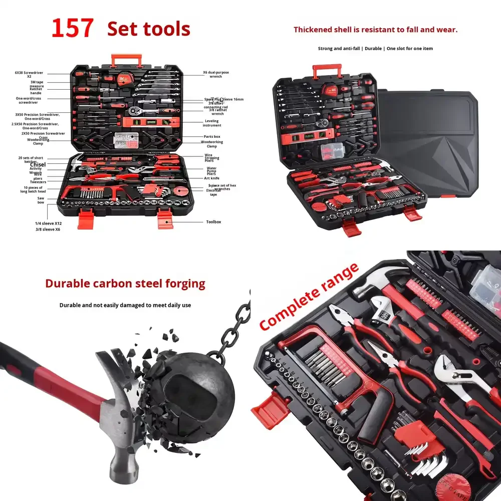 

Cross-Border Hot-Selling E-Commerce In-Stock Hardware Electric/Manual Combination Tool Set 157-Piece