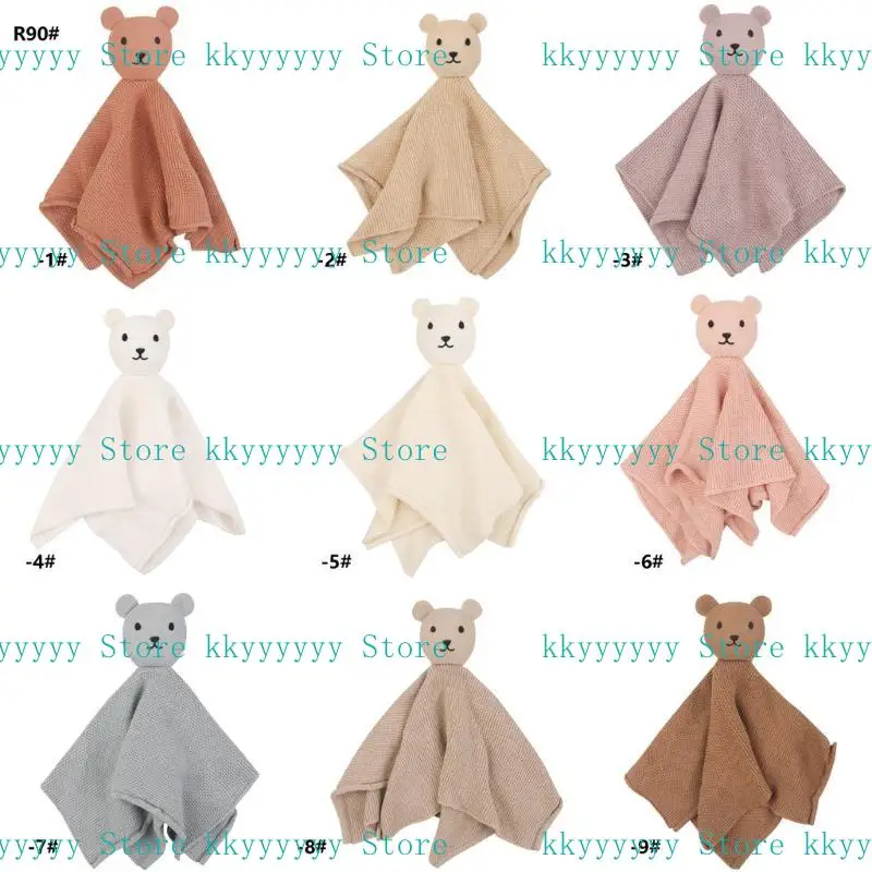 

652F Soothe Appease Towel Sleeping Doll Cotton Comforter Blanket Security Blanket Bear Pattern Snuggle Toy Sleep Toy