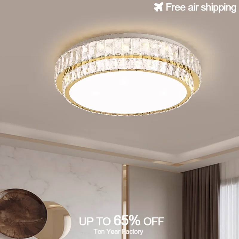 Modern Luxury LED Gold Silver Round Square Crystal Chandelier for Bedroom Recessed Dimmable