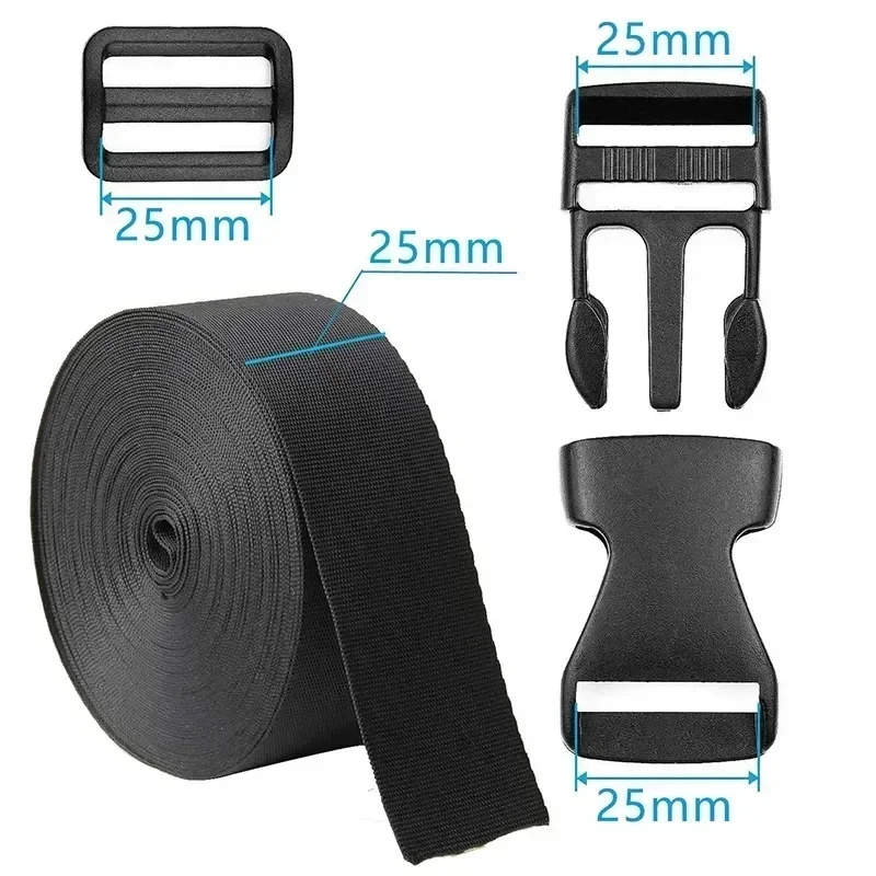 1/2/5Sets 20/25mm Dog Collar Release Buckle Webbing Sliders Tool Suit Bag Strap Side Clip Plastic Hook Tapes Tri-Glide Accessory