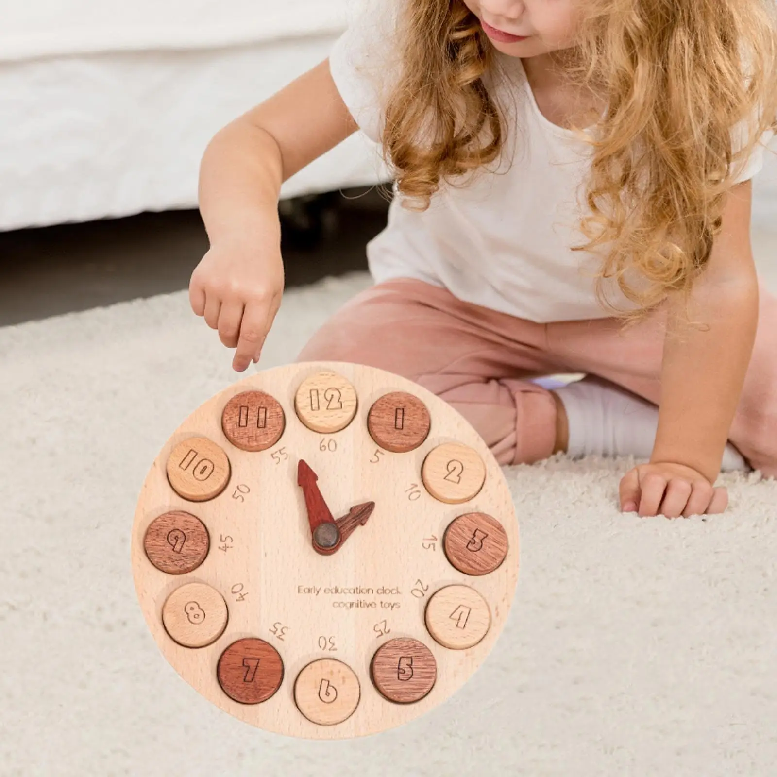 

Wood Teaching Clock Education Clock for Kids for Baby Ages 3 4 5 Year Old