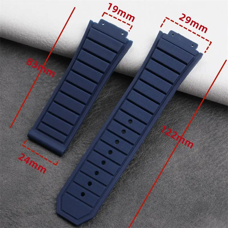 SCHIK 29x19mm Soft Nature Big Wrist Watchband For Hublot Strap King Power Series Watch Band Men\'s Waterproof Bracelet Watch