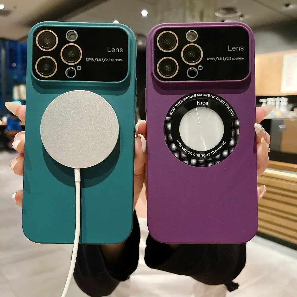 

Silicone Frosting Protection IPhone 16 15 Plus 14 Pro MAX 13 12 11 Magnetic Wireless Charging Phone Case No Fingerprint Lens