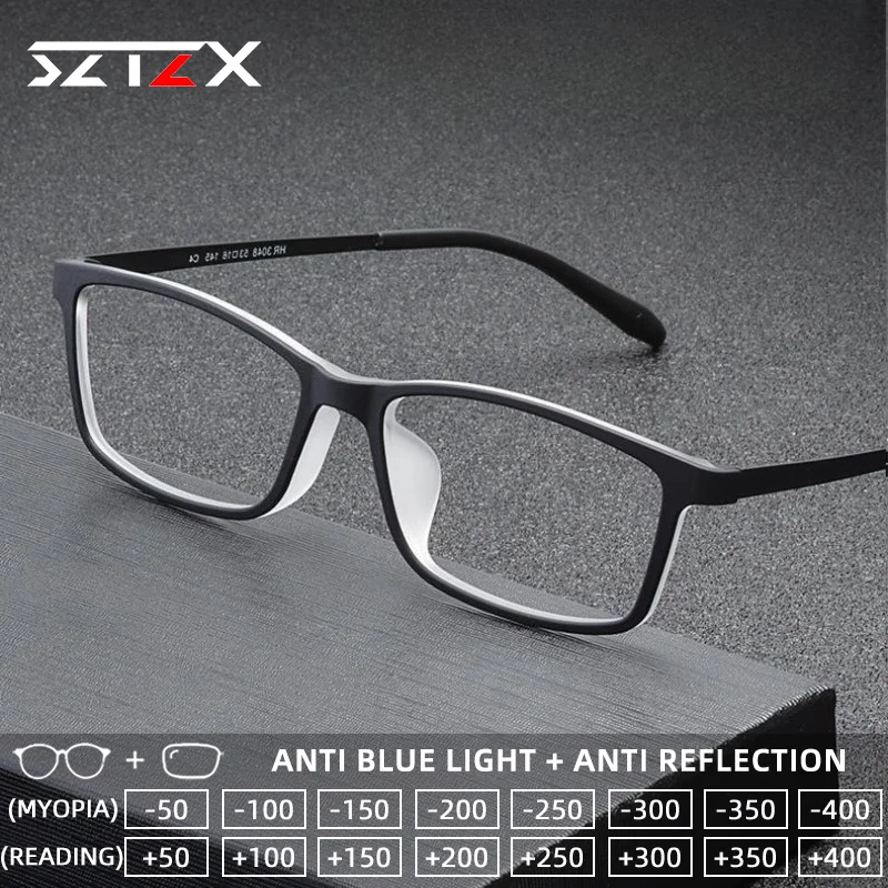 SZTZX Classic Everyday Wear Anti Blue Light Reading Glasses Titanium Anti-Reflection Myopia Glasses Custom Prescription Eyewear