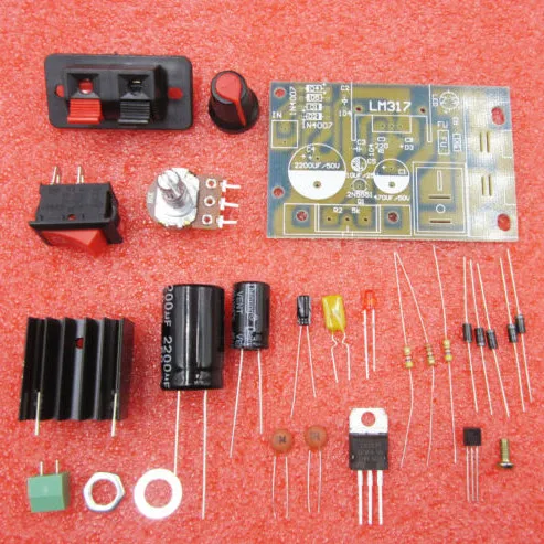 LM317 DIY Kit Step Down Voedingsmodule Verstelbare spanningsregelaar Schakelaar Resetbare zekering Elektrolytische condensatorkaart