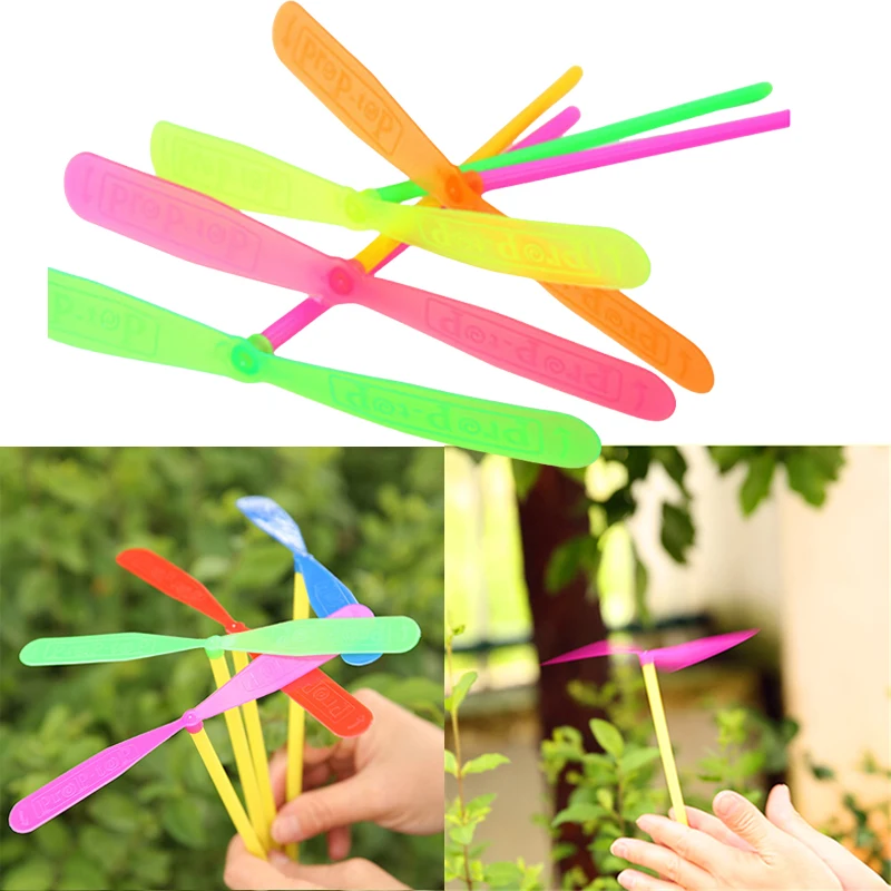 30pcs Novelty Plastic Bamboo Dragonfly Propeller Outdoor Classic Toy Kid Gift Rotating Flying Arrow Multicolor Random Color