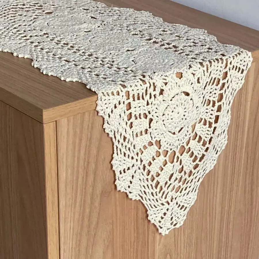

Crochet Lace Table Runner Farmhouse Boho Dresser Scarf 12 x 72
