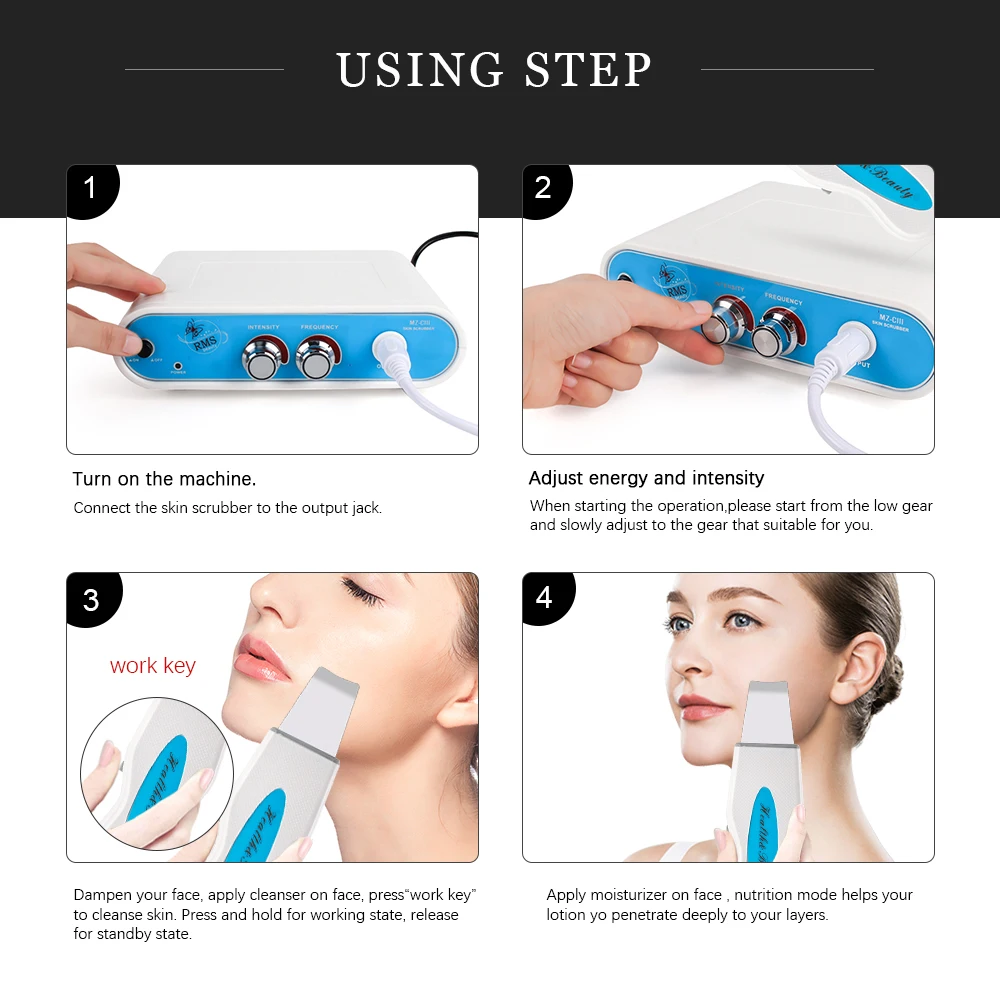 New Powerful Ultrasonic Facial Skin Scrubber Deep Cleaning Blackhead Acne Spots Remover Peeling Beauty Skin Care lifting Massagr