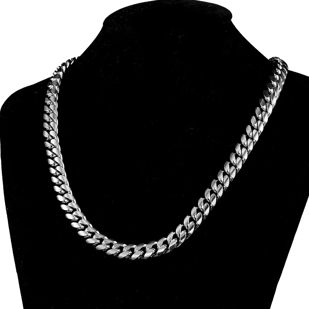 New Fashion 6mm-18mm Any Length Silver 316L Stainless Steel Miami Curb Cuban Chain Necklace or Bracelet for Women Men