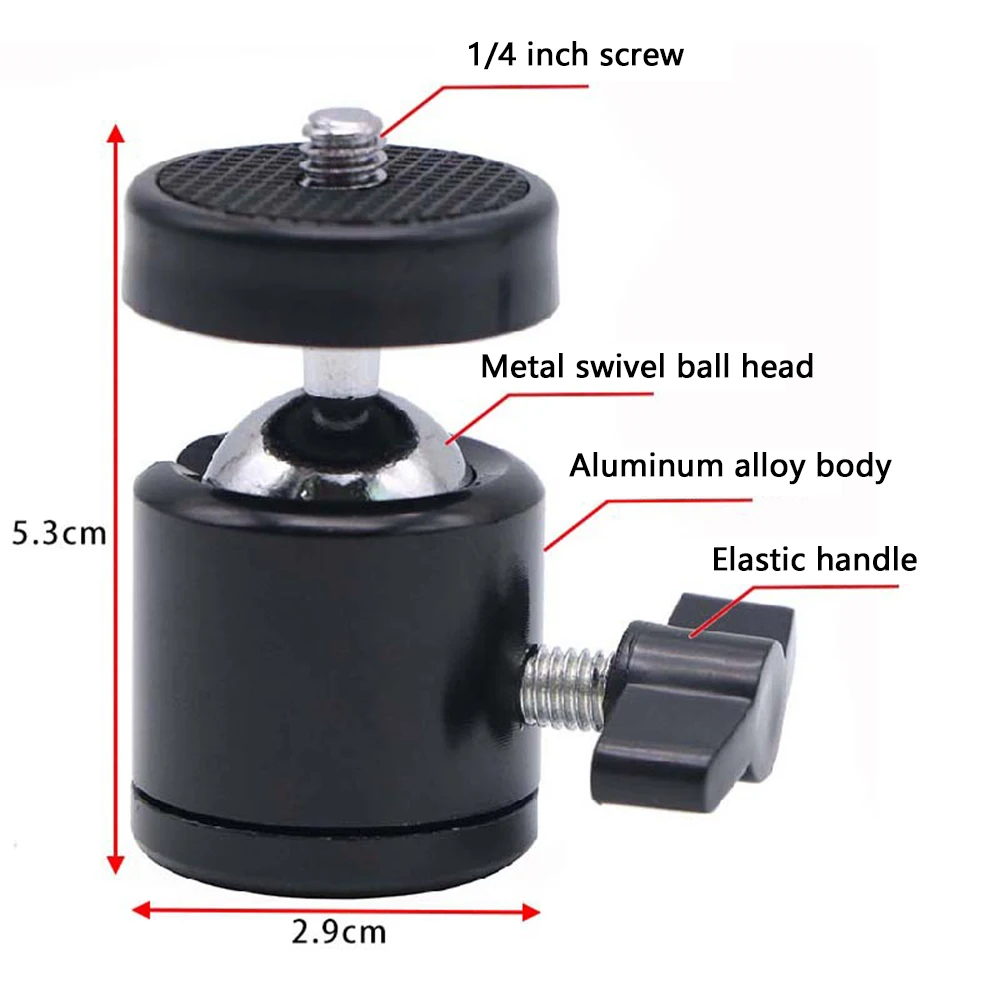 Camera Tripod Mini Ball Head Mount Metal Panoramic Ballhead 360° Pan Tripod Mount Adapter for DSLR Camera Light Stand