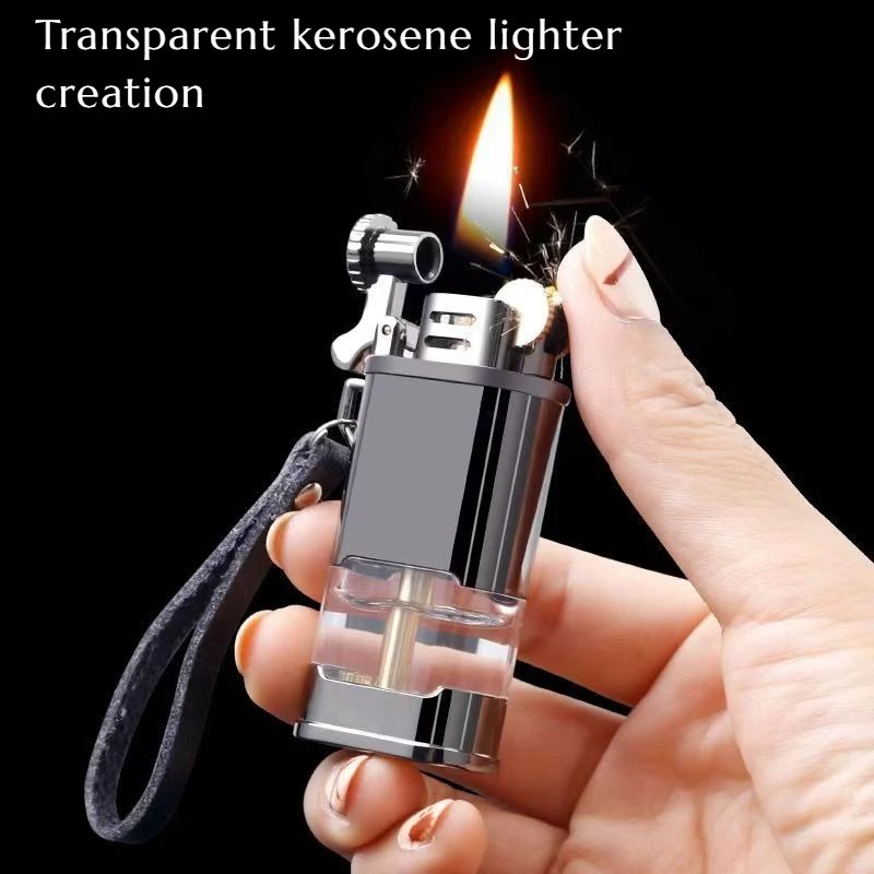 

NEW Windproof Transparent Lighter with Creative Portable and Visible Oil Tank for Your Father As Gift Cigarette Accessories