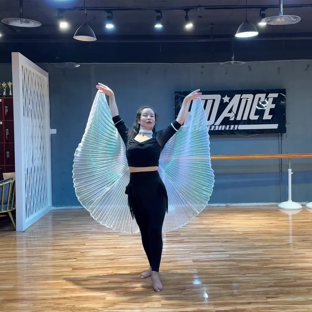Belly Dance เสื้อผ้าตกแต่งด้านหลังปีก Hand Hook สไตล์ปีกโปร่งใส Wing Dance Performance ProPerformance อุปกรณ์เสริม