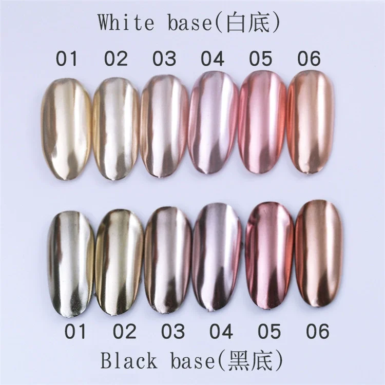 1pcs Elegant Mirror Chrome Effect METALLIC ฝุ่น Holographic เคลือบเล็บตกแต่งสะท้อนแสงทองเงิน Glitters ผง