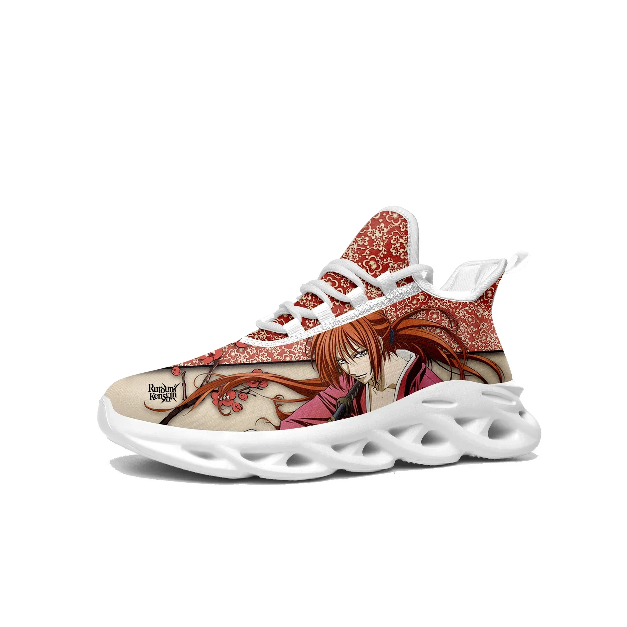 

Кроссовки Rurouni Kenshin Himura, мужские и женские спортивные кроссовки для бега, высококачественная сетчатая обувь на шнуровке с мультяшным рисунком