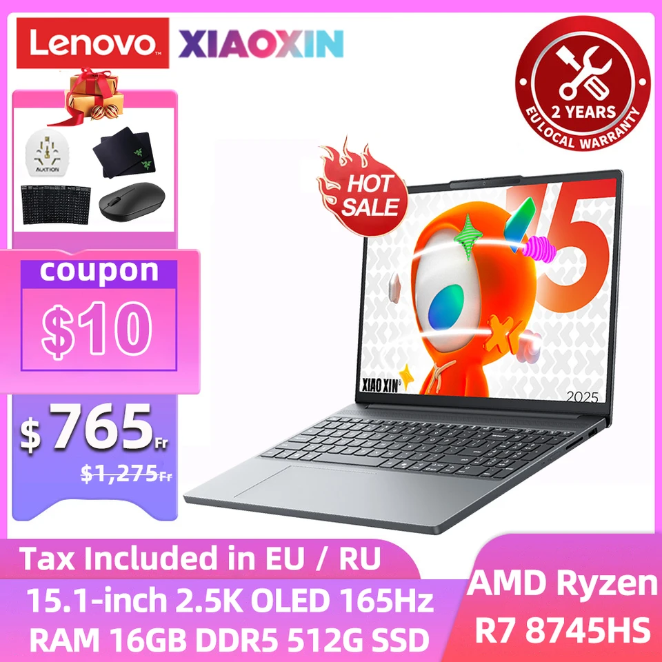 2025 NEW】Lenovo Laptop Xiaoxin 15 AMD R7-8745 16GB DDR5+512G/1T