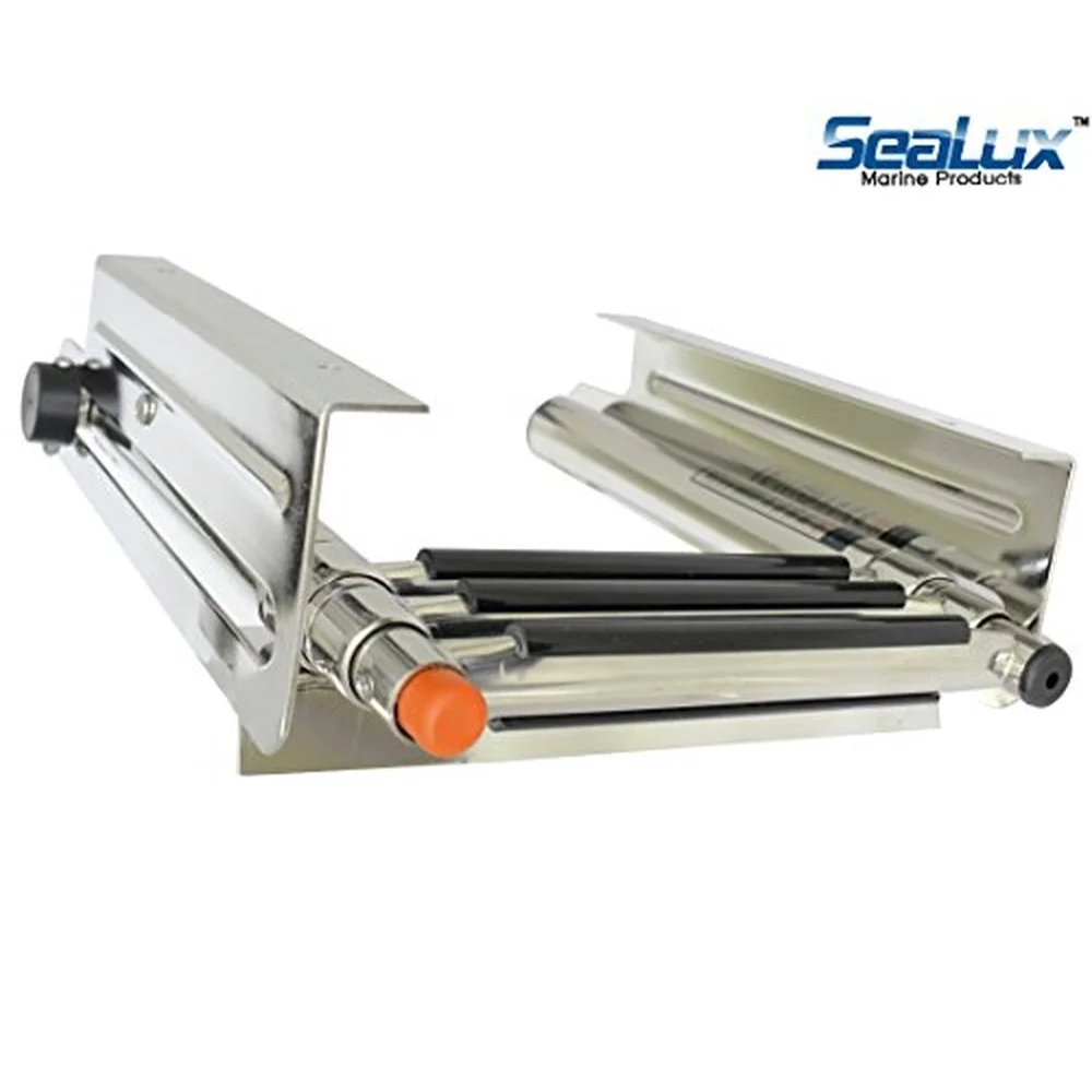 SeaLux Stainless Steel Pop N Lock Boarding 4 Step Undermount Sliding Marine Boat Telescoping Swim Ladder