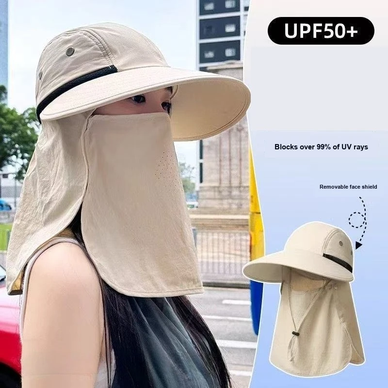 Sun Protection Hat Anti UV Large Foldable Full Coverage Brim Summer Outdoor Cycling Protective Wear for Men and Women