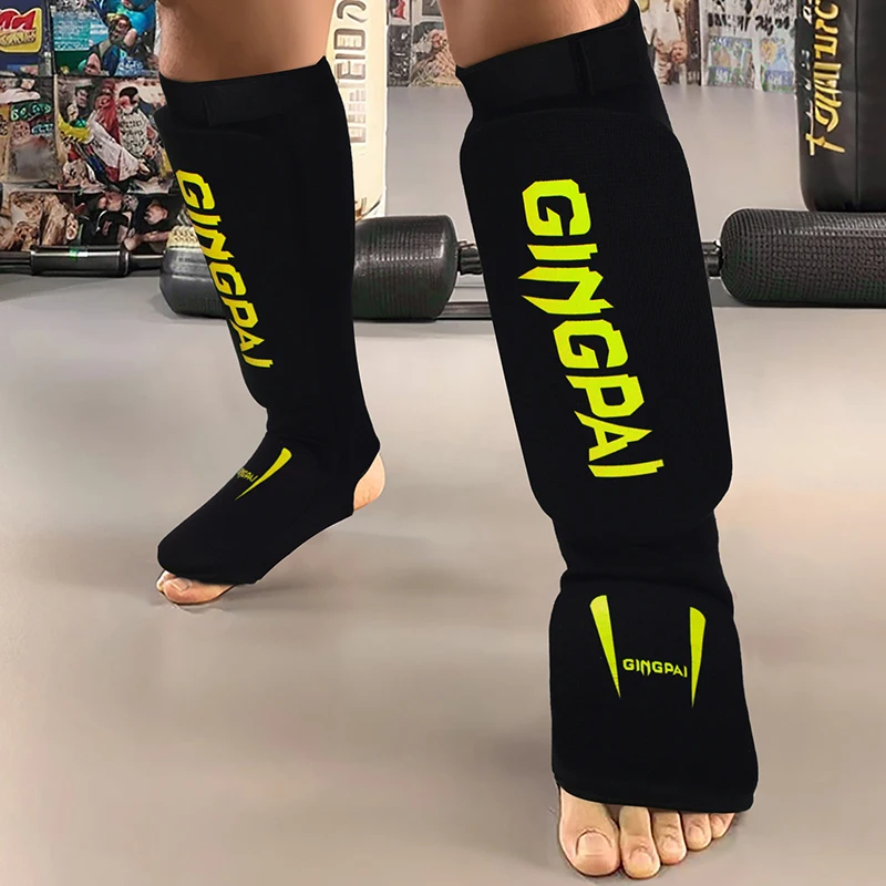 Bawełniana osłona goleni Karate/Sanda/Taekwondo/Muay Thai/boking legginsy wsparcie kostki ochrona orteza stopy sprzęt