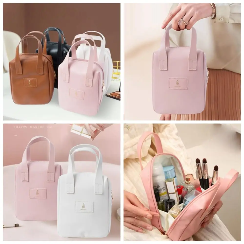 Brief Pu Lederen Cosmetische Tas Draagbare Waterdichte Rits Reis Waszak Grote Capaciteit Handtas Make-Up Tas Tas Winkelen