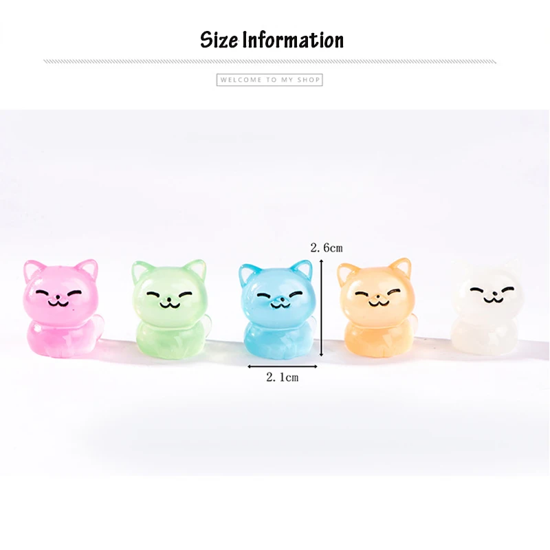 10Pcs Cartoon Cute Luminous Cat Charms Resin 3D Animals Pendants for Jewelry Making DIY Earrings Keychains Crafts Findings