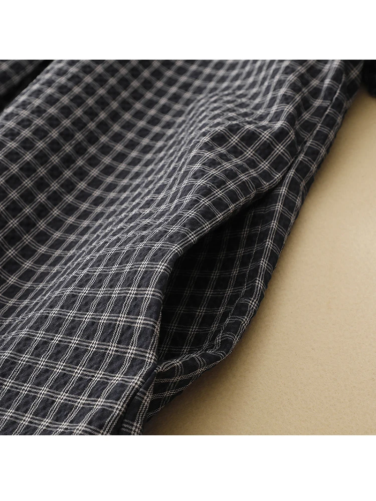 فساتين قميص منقوشة عتيقة من القطن للنساء فستان جديد فضفاض غير رسمي بأكمام طويلة ملابس أنيقة لربيع وخريف 2025