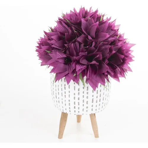 Veramaya Artificial 15 Pcs Purple Star Flower Striped Floor Standing Concrete Pots 20 X30 cm