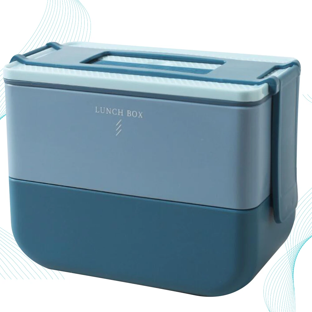 

1pc Portable Double Layer Heat Preservation Lunch Box Bento Container Spill Resistant Food Storage Safe Pp Material