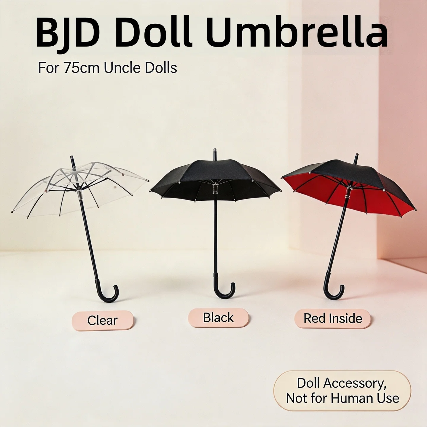 Limited Offer 75cm BJD Uncle Doll Umbrella Black Red Dual Layer for DIY Dollhouse Photo Props Dress Up Gift, Not for Human Use