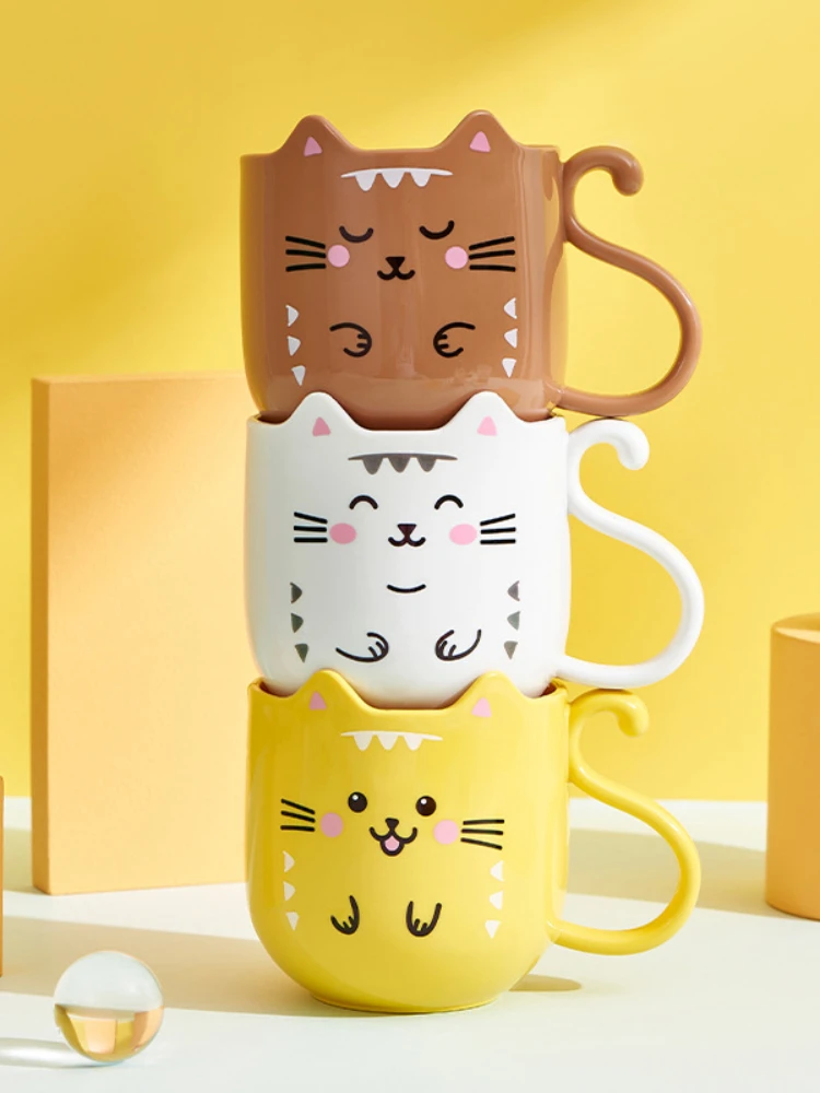 Cute Cat Mouthwash mug Toothbrush Cup Home Travel Cartoon Thickened Wash Cup Plastic mugs