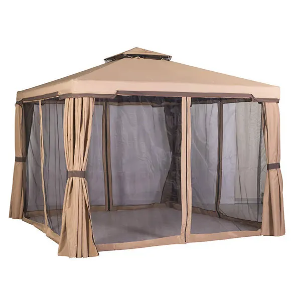 

10x10FT Summer Brown Metal Top Gazebo with Mosquito Nettingpromote sales
