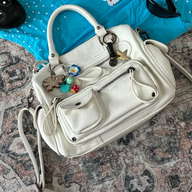 2026 New Design Handbag Retro Motorcycle Bag Large Capacity Multi Pocket Shoulder Crossbody Bag Tote bag