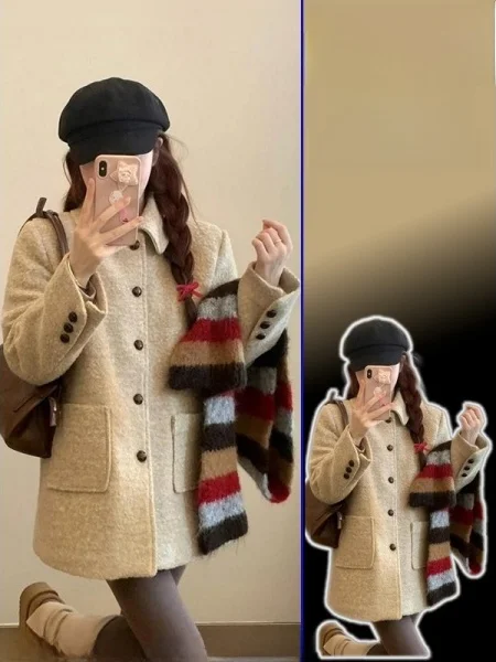 

Свободное шерстяное пальто большого размера для женщин, на хлопковой подкладке, повседневное, длинное, на одной пуговице, весенняя модная верхняя одежда