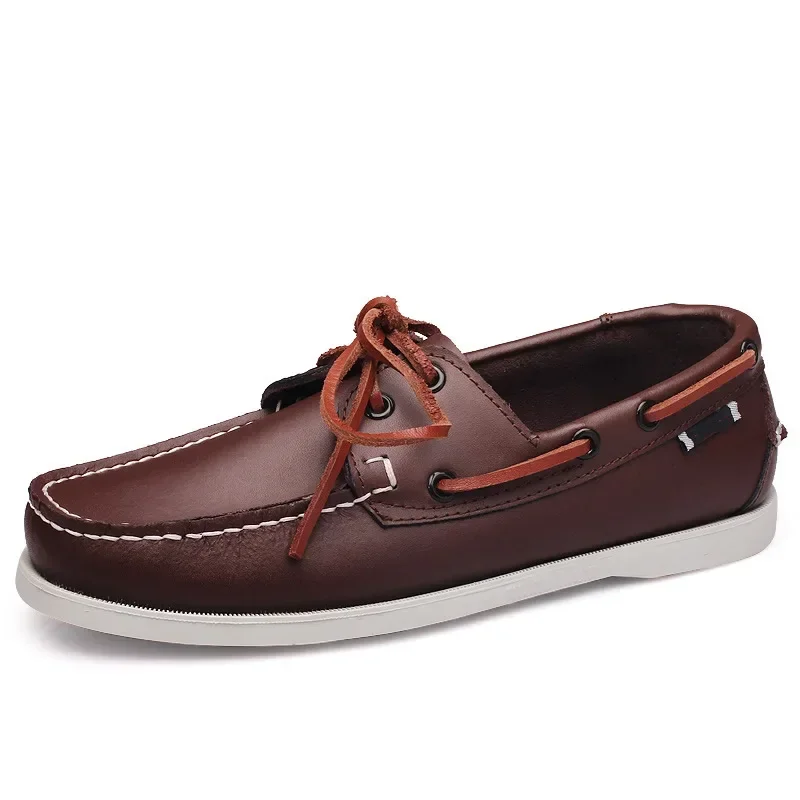 2024 Men Mocassins Classic Genuine Leather Docksides Boat Shoes Brand Design Driving Shoes Casual Flats Loafers