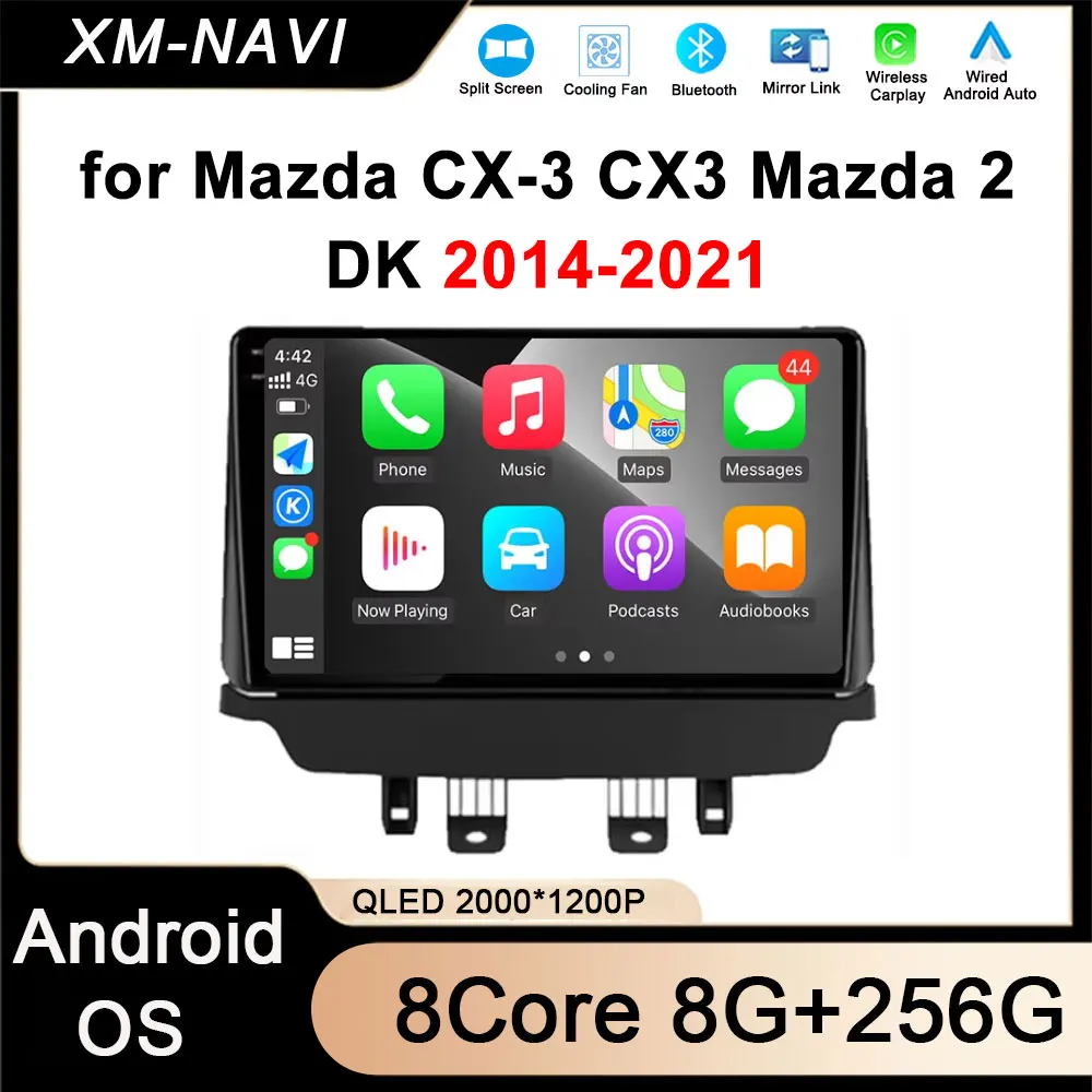 Android 14 Auto For Mazda CX-3 CX3 Mazda 2 DK 2014-2021 Carplay Stereo Car Radio Multimedia Player GPS Navigation BT NO 2din DVD