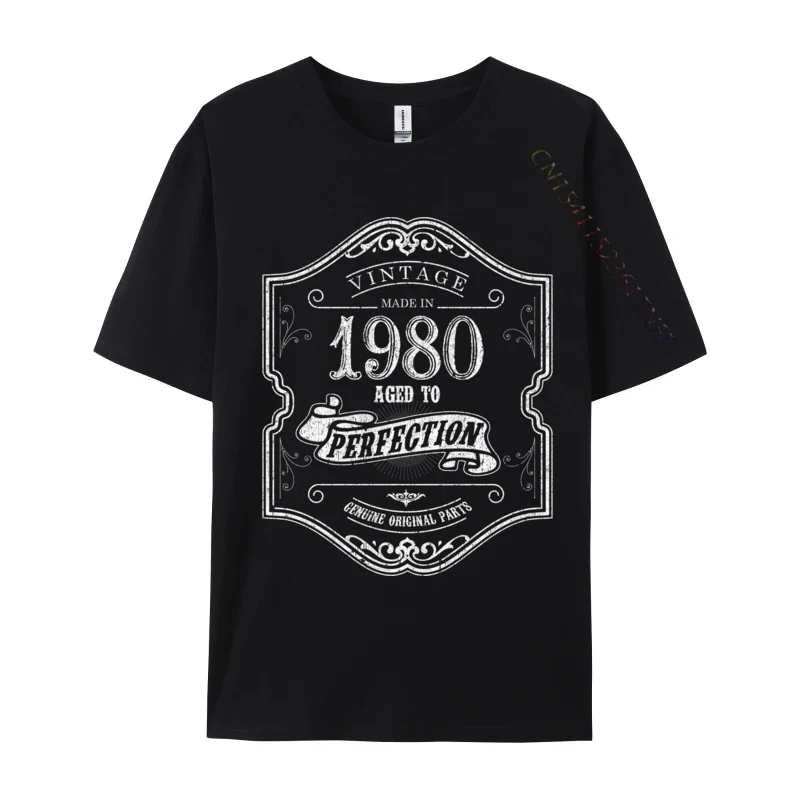 Vintage Made In 1980 Birthday Gifts 42 Year Old 42nd Bday Normal Slim Fit Customized T Shirts Combed Cotton Camisa