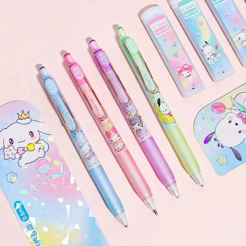 Sanrio Mechanical Pencil Set (Kuromi, My Melody, Cinnamoroll, Pochacco) — 0.5mm Break-Resistant Design; Refills Included