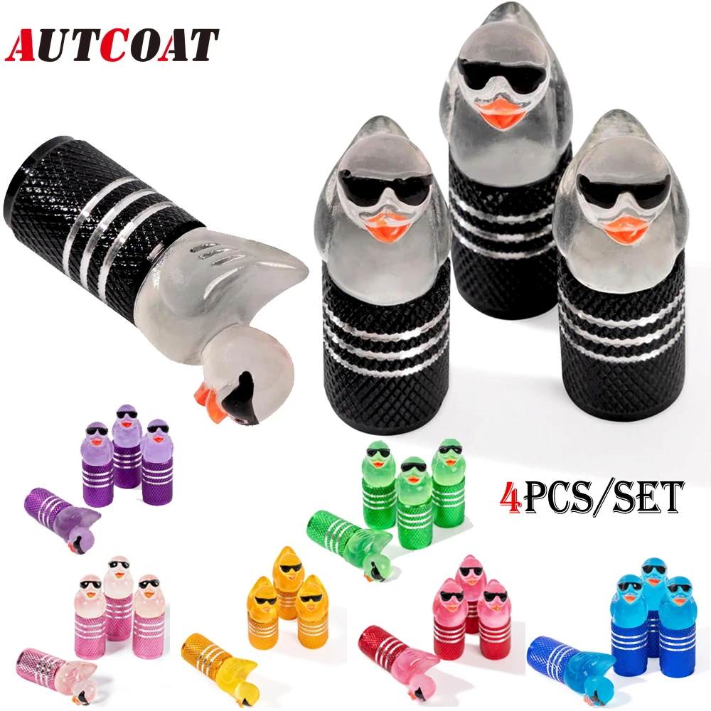 4PCS Duck Tire Valve Caps with O Rubber Ring,Universal Dustproof Tire Valve Stem Covers for Cars, SUV, Trucks,Bikes, Motorcycles