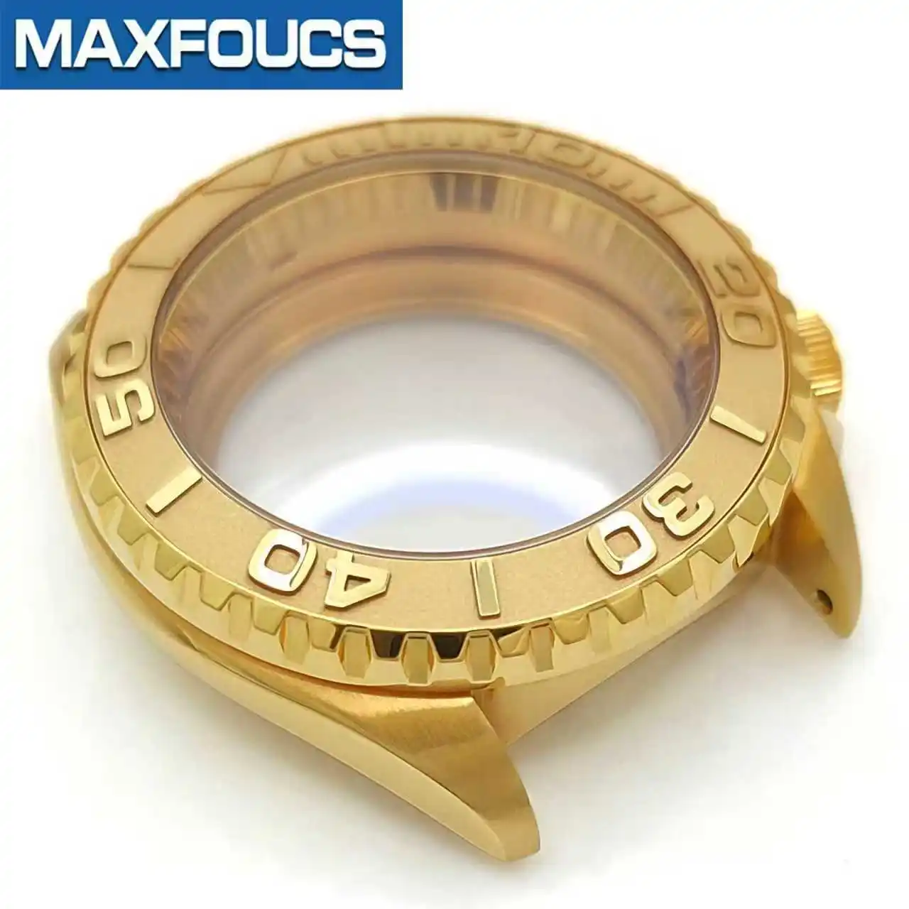 SKX Classic Shiny Gold Uhrengehäuse 4-Uhr-Krone Edelstahl-Finish MOD NH35 NH36 4R36 Saphirglas Kundenspezifisches Zubehör – Detail 10