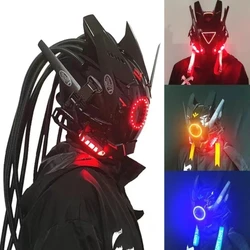Cyberpunk Mask, Personality, Street Shooting, Tech Props, Cosplay, Luminous Band, Braids, Dark Full Face Mask